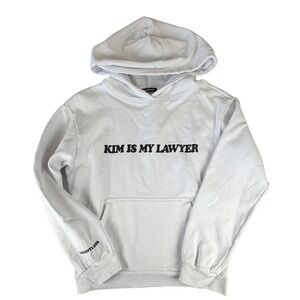 Talentless Kim Is My Lawyer Hoodie White Graphic Sweatshirt Womens Medium